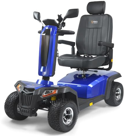 VELECO SHARPY PRO – Vehículo de cuatro ruedas con motor potente y batería de larga duración, equipado con neumáticos grandes (Azul)