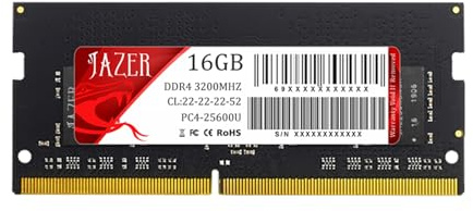 JAZER RAM DDR4 16GB, PC4-25600 3200MHz 260-Pin Portátil PC Memoria, SODIMM Laptop Notebook PC Módulo de Memoria RAM Actualización (16GBx1)