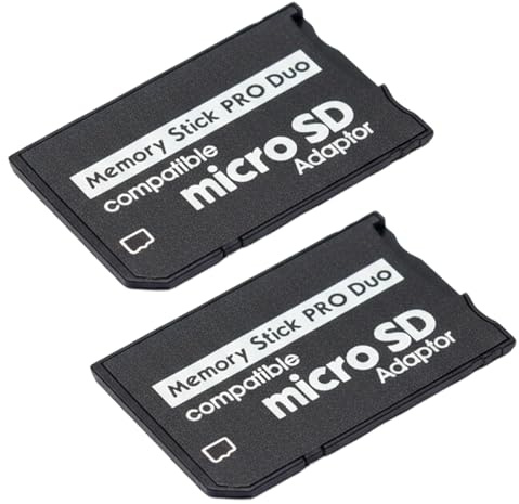 2PCS Memory Stick Pro Duo Adapter, PSP Memory Card, Micro SD to TF Convertor Memorys Stick PRO Duo MagicGate Card for Handycam, Sony Playstation Portable, Camera