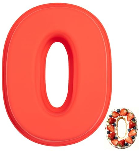 Sxingh Stampo in silicone con numero 0 grande, antiaderente 3D Number Cake Teglia per torta fai da te per compleanno dei bambini, matrimonio, anniversario, torta di compleanno