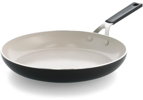 KitchenAid Aluminium Ceramic Non-Stick Frying Pan, 30 cm, PFAS-Free, Induction Safe, Stainless Steel Handle, Oven Safe, Dishwasher Safe, Black