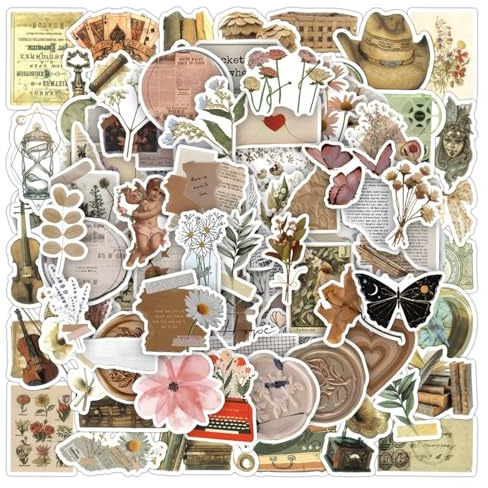 120 Stück Vintage Aufkleber Set, Sticker Aesthetic für Scrapbooking & Journaling, Retro Aufkleber für Fotoalbum, Tagebuch & DIY Basteln, Journal Sticker Set für Erwachsene & Scrapbook Zubehör