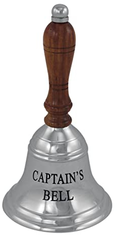 Sea-Club Handglocke - Captain's Bell Glocke Messing vernickelt & Holz 9x16cm Ø=9cm