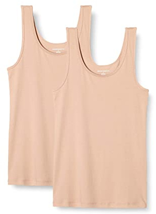 Amazon Essentials Women's Slim-Fit Vest, Pack of 2, Beige, L