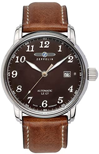 Zeppelin Automatic 8656-3 Watch Herren Uhr analog Automatik mit Leder Armband 8656-3