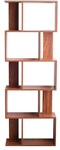 Rebecca Mobili Estantería De Madera MDF, Librería Moderna, 5 Estantes, Marrón Nogal, Libros Documentos Smartworking Office - Medidas: 169 x 60 x 24 cm (AxANxFON) - Art. RE6401
