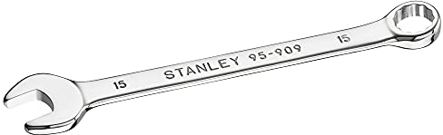 Stanley Ring-Maulschlüssel STMT95909-0 (15mm, 12-Kant, um 15° gekröpfter Kopf für bessere Zugänglichkeit, ohne Ratsche), Stahl