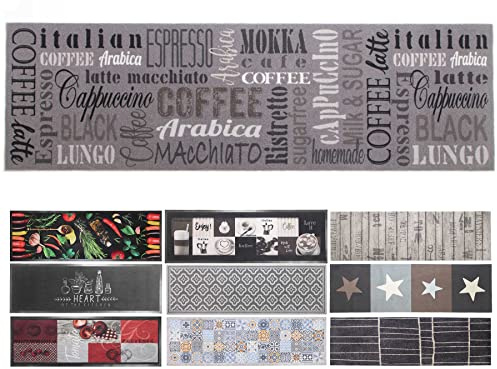 Primaflor Küchenläufer Coffee | Grau-Taupe | 50 x 150 cm | 100 % Polyamid, rutschhemmender Vinylrücken, CFL-s1, 6,5 mm Höhe und für Fußbodenheizung geeignet
