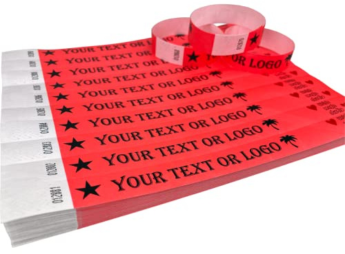 100 Sonnenfeuer Individuell Bedruckte Tyvek-Armbänder mit Ihrem Personalisierten Text/Logo für veranstaltungen, Partys, Festivals, ID