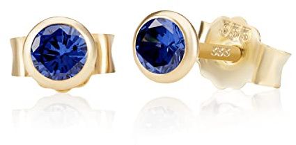 NKlaus Ohrstecker 333er Gelbgold 8 Karat Zirkonia 4,00mm für Damen, 2 Stück | Butterfly-Verschluss