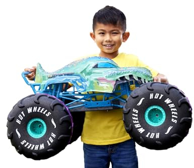 Hot Wheels Monster Trucks Ferngesteuertes Auto, Mega-Wrex im Maßstab 1:6, extragroßer Ferngesteuerter Spielzeug-Truck, mehr als 60 cm lang, HPK28