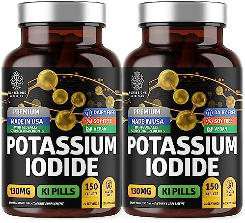 Premium Potassium Iodide Tablets, Natural KI Pills to Support Immunity, 130 mg per Serving, 300 Count