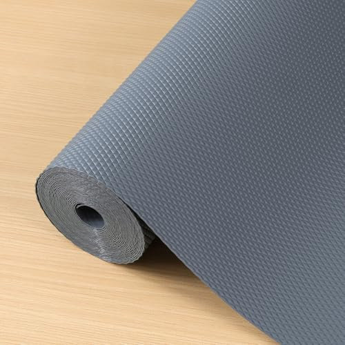 Hersvin Regaleinlagen, 61 x 6 m, verdickte Eva-Schubladenmatten, Nicht klebende Schrankunterlage, Küchenschrankfutter, Kühlschrankkissen (Grauer Diamant, 61 x 610 cm)