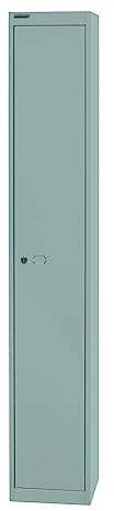 Bisley Garderobenschrank Office mit Schloss aus Stahlblech, 1 Fach mit Hutboden & Kleiderstange - Kleiderspind abschließbar, Spind Tiefe: 30,5 cm - Farbe: Silber