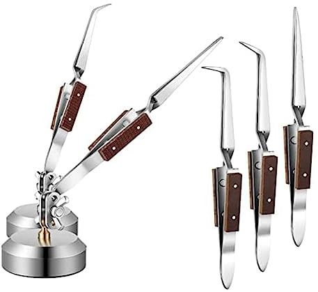 Aliaga 5-teiliges Lötpinzette mit 360° drehbarer Basis für Schmuck, Löten und Reparieren