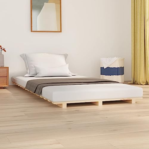 THOYTOUI Letto tipo Montessori,Struttura letto ad altezza 5 cm per bambini e anziani,Giroletto 100 x 200 cm in Legno Massello di Pino Utilizzabile per Camera degli ospiti Appartamenti Albergo