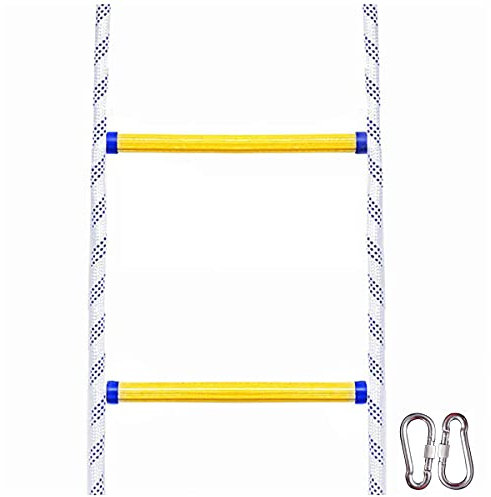 WJFLUCK Strickleiter für Erwachsene, Notfallleiter, Feuerleiter, weiche Leiter, 2/3/4-stöckig, für Kinder und Erwachsene, Flucht aus Fenster und Balkon, reißfest, mit Haken/3 m