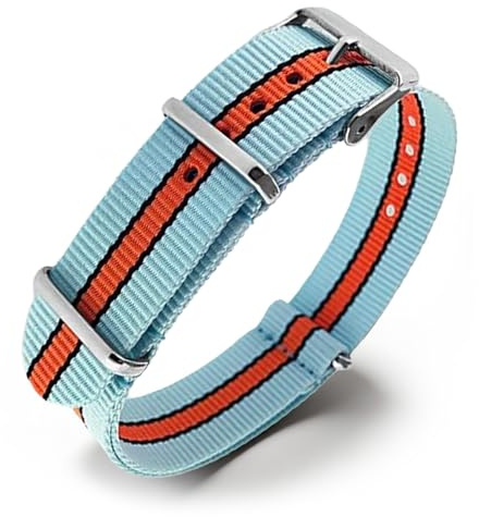 Natos.com - Gulf Le Mans Style Hellblau Orange NATO Uhrenarmband G10 Military Nylon Strap - 22 mm