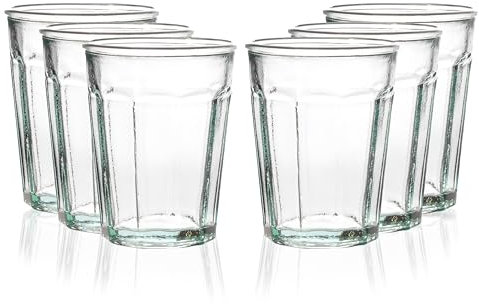 Viste-lo Verre 400 en verre recyclé. Verre pour cocktails, smoothies, glaces, mojito. Pack de 6 verres. Grands et robustes, parfaits pour toute boisson avec paille, résistants.