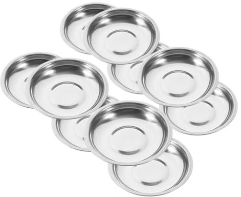 PAMINGONO 10pièces Plats à Sauce Acier Inoxydable Ronds Pour Assaisonnement Huile Piment Sauce Facile à Nettoyer Ranger