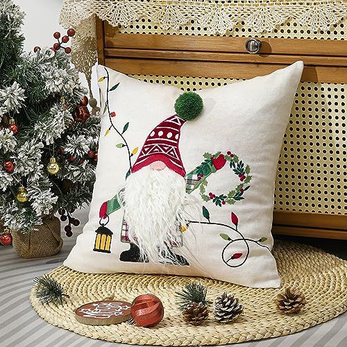 Lewondr Federa per Cuscino in Velluto Morbido, 45x45cm Copricuscino a Tema Natalizio Fodera per Cuscino Moderno per Divano Letto Auto Decorazioni per Natale, Beige Grigio
