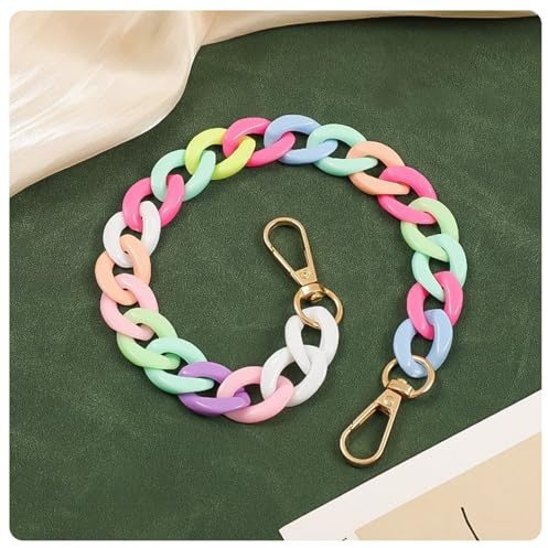 Pmnzdy Acryl Taschenkette Kunststoff Kettenringe Acryl ketteTaschengurt Bunte Handy-Kette Handy Lanyard Trageriemen Crossbody Handtaschenkette Mit Metallschnalle DIY Deko Ersatzkette Farbe 1# 30cm