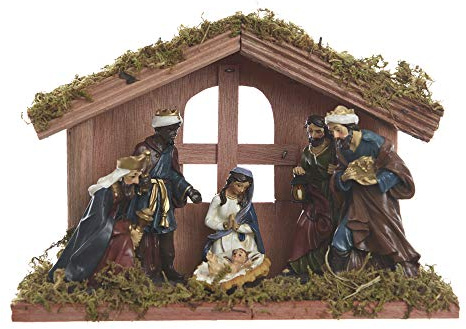 Zarivy Figuras de Belen, 6 piezas de 9 cm, decoración navideña, ideal para belenes y ambientes festivos.