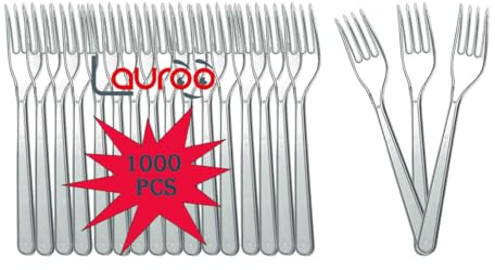 Plastikgabel LUX Mehrweg Dessertgabeln Plastikbesteck - Transparent 1000 Stück