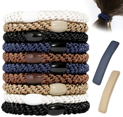 10 Stück Haargummi Geflochten Dicker Zopf Haargummi Original Hohe Elastizität Armband Stilvolle, Mehrfarbige, Geeignet für Damen,nicht beschädigende Pferdeschwanzhalter (Dunkle)
