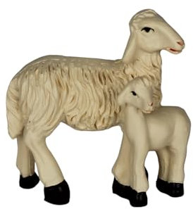 ZICOM Krippenzubehör Schaf ca. 4cm Polyresin, Schaf mit Lamm