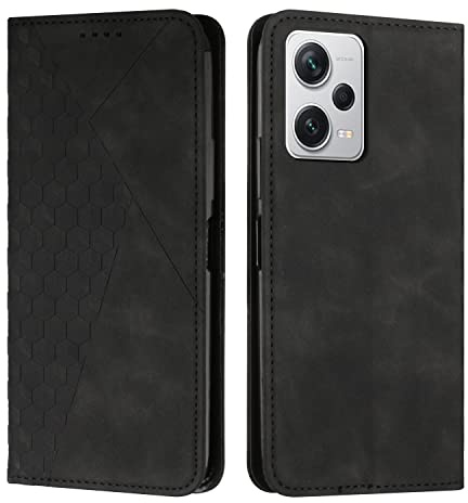 KOUYI Compatible con Xiaomi Redmi Note 12 Pro 5G Funda de teléfono, Ranura para Tarjetas Plegable de Cuero sintético PU, Soporte con Cierre magnético, Fundas a Prueba de Golpes (Negro)
