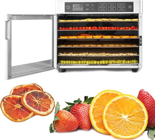 Disidratatore Alimentare In Acciaio Inox, Vassoi Per Essiccatori Commerciali, Essiccatore Per Frutta E Verdura Da 500 W, Regolazione Della Temperatura A 185 °F, Timer 24 Ore,220V-8Trays