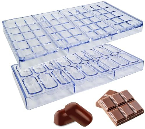 VZXZXE 2 moldes de policarbonato para chocolate, molde de chocolate transparente, molde reutilizable para chocolate, pasteles, dulces, hornear, etc