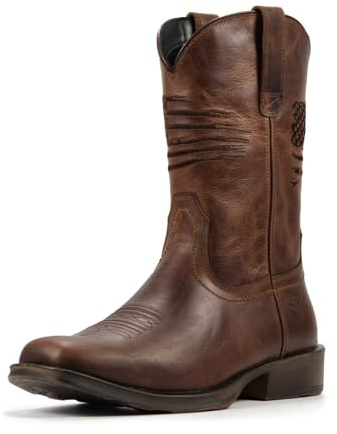 SUREWAY Mens Western Cowboy Boots-Square Toe Cowboy Work Boots for Men,Extremely Comfortable Durable Proved,Superior Oil/Slip Resistant,Thicker Leather,Rubber Sole,Work Shoes With Embroidered DI.BN