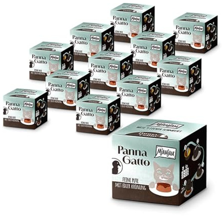 MjAMjAM - Nourriture Humide Premium pour Chats - Panna Gatto - De la Dinde délicieuse nappée d’Une Sauce raffinée, Paquet de 12 (2x80g), sans céréales
