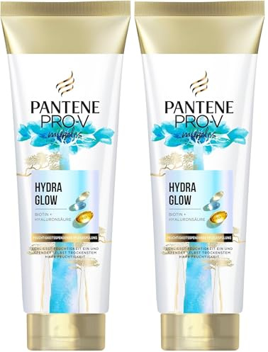 Pantene Pro-V Hydra Glow Feuchtigkeitsspendende Pflegespülung mit Biotin 160ml. Pro-V Miracles Pflegespülung mit Hyaluronsäure für Trockenes Haar. Für Geschmeidige Locken & Gesunden Glanz