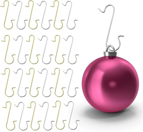 happymas 100x Haken Weihnachtsbaum - Baumhaken Weihnachtsbaumhaken in Gold und Silber: S-förmige Aufhänger für Christbaumkugeln und Weihnachten (100x)