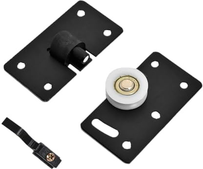 30 mm Schiebetür-Rollen, Nylon-Räder, Schienen-Set, mit verstellbarer Höhe, für Schrank, Kleiderschrank, Fenster, Hardware (schwarz)