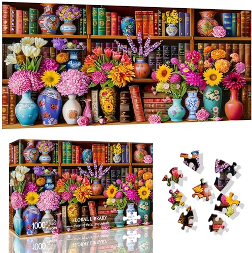 VAIIEYO Fleur Puzzle 1000 Pieces, Puzzle Adulte Étagère, Adultes et Enfants à Partir de 14 Ans, Activité Familiale Stimulante, écoration Murale de la Maison, Cadeau, 80 x 41 cm