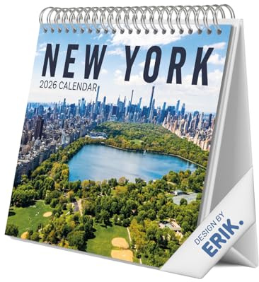 Grupo Erik - Calendrier de Bureau 2026 New York - Calendrier 2026 Mensuel │ Idee Cadeau │ De Janvier à Décembre : Espace pour notes et Illustrations décoratives (17x20 cm)