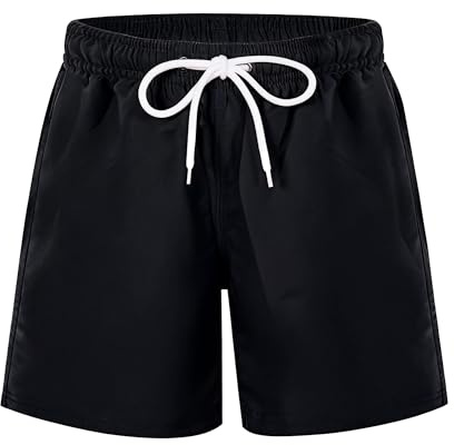 TRAMLE Boys Swimming Shorts Quick Dry Board Trunks Casual Walking Sports Beach Shorts for Kids Toddler 13-14 Years Black