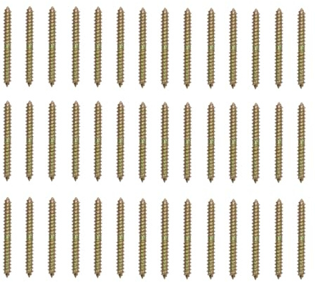 FRCOLOR 40 piezas Tornillos Espiga Doble Cabeza Zincados para Conexión de Muebles Barra y Perno de Fijación Rosca Autorroscante