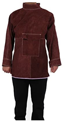 Grembiule Saldatore, Gruppo di saldatura in pelle con manica, giacca for saldatura Apron Apron Long Coat, Giacca for saldatura pesante(Brown,XL)