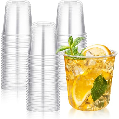 KesaPlan 50Pack 350ml(12oz) Clear Plastic Cups Stemless Glasses Crystal Clear Plastic Wine Cups for Pub, Wedding, Birthday Bulk Party Supplies