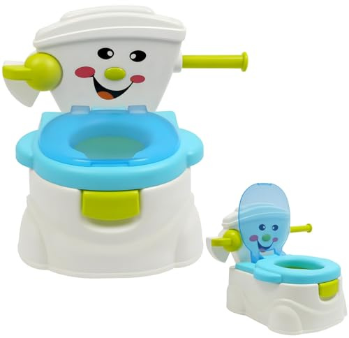 Kinder Töpfchen Toilette mit Deckel, Potty Training Toilet Kinder, Smiley Kindertoilette, Rutschfest und Leicht zu Reinigen, Toilettentrainer für Babys und Kleinkinder 6 Monate–5 Jahre (Blau)