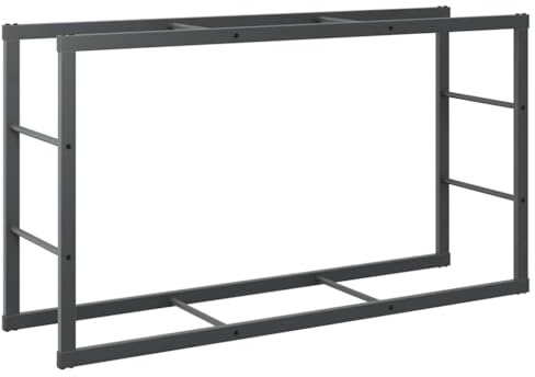 Scaffalatura per legna da ardere, colore nero, in acciaio, 110 x 30 x 61 cm, per la conservazione del legno, accessori per camino, scaffale per legna da ardere, compatta, salvaspazio, per interni