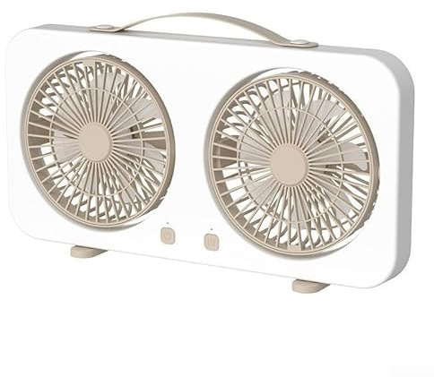 Sawhamale Ventilador de escritorio USB de doble cabeza, ventilador de escritorio de doble flujo de aire de alta potencia con motor silencioso, ventilador de mesa portátil para oficina, hogar