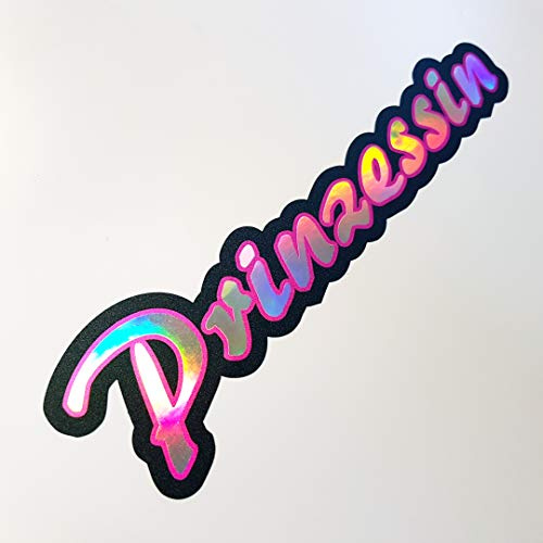 folien-zentrum - Prinzessin Schriftzug 17x4cm - hochwertiger Auto Aufkleber Oilslick schwarz - Farbwechsel Rainbow Flip Flop Hologramm Effekt - JDM Tuning Sticker Decal Autoaufkleber Fun