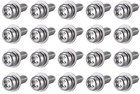 M3 x 10 mm 304 Edelstahl Phillips mit Zylinderkopfschrauben kombinierbar mit einer Federscheibe und flachen Unterlegscheiben, 20 Stück