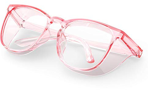 MEIGIX Stylish Safety Glasses, Clear Anti-Fog Anti-Scratch Protective Glasses For Men And Women (Pink)